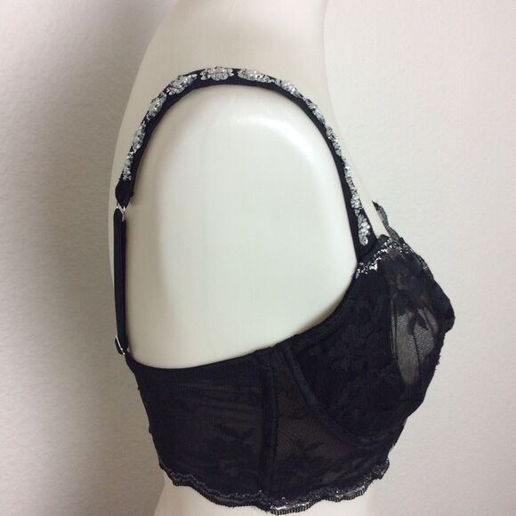 Victoria's Secret Lingerie Push Up Bra Lace Scalloped Metallic - Picture 5 of 9